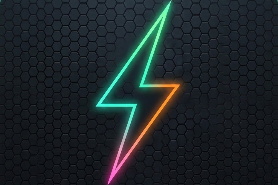 The eFlow mark: a lightning bolt outlined in light on a dark, hex-tiled surface